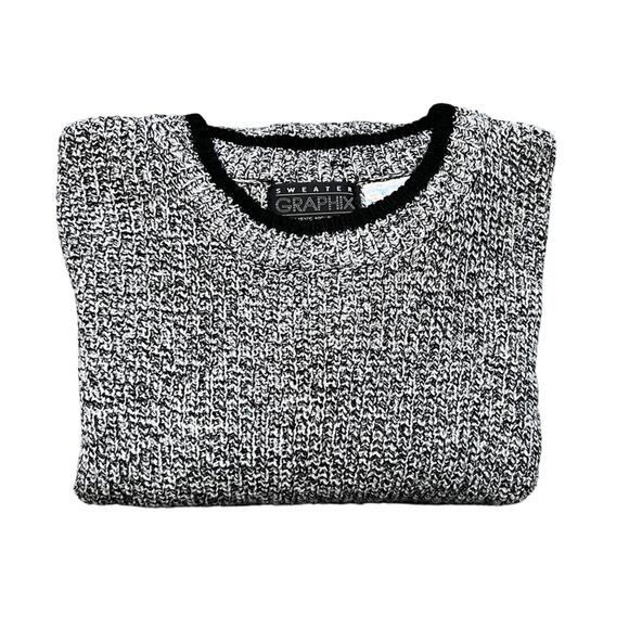 Graphix Gray Black Knit Oversized Vintage 90s Pullover Sweater Mens Size XL - Picture 4 of 6